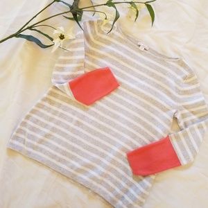 GAP Gray/White striped sweater